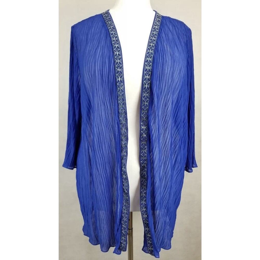 CATHERINES 3/4 SLEEVE EMBROIDERED‎ SHEER OPEN FRONT CARDIGAN Size 3X (26/28W)